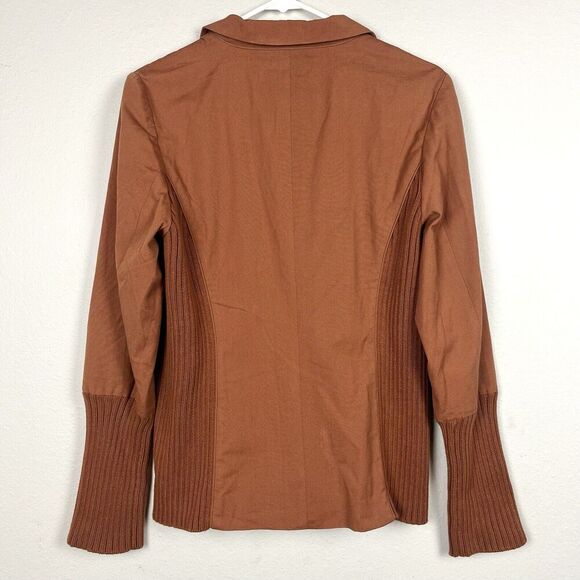 Sundance Blazer Rust Brown Cotton w/ Sweaterknit Trim Lightweight Jacket Size 8 - Picture 5 of 6